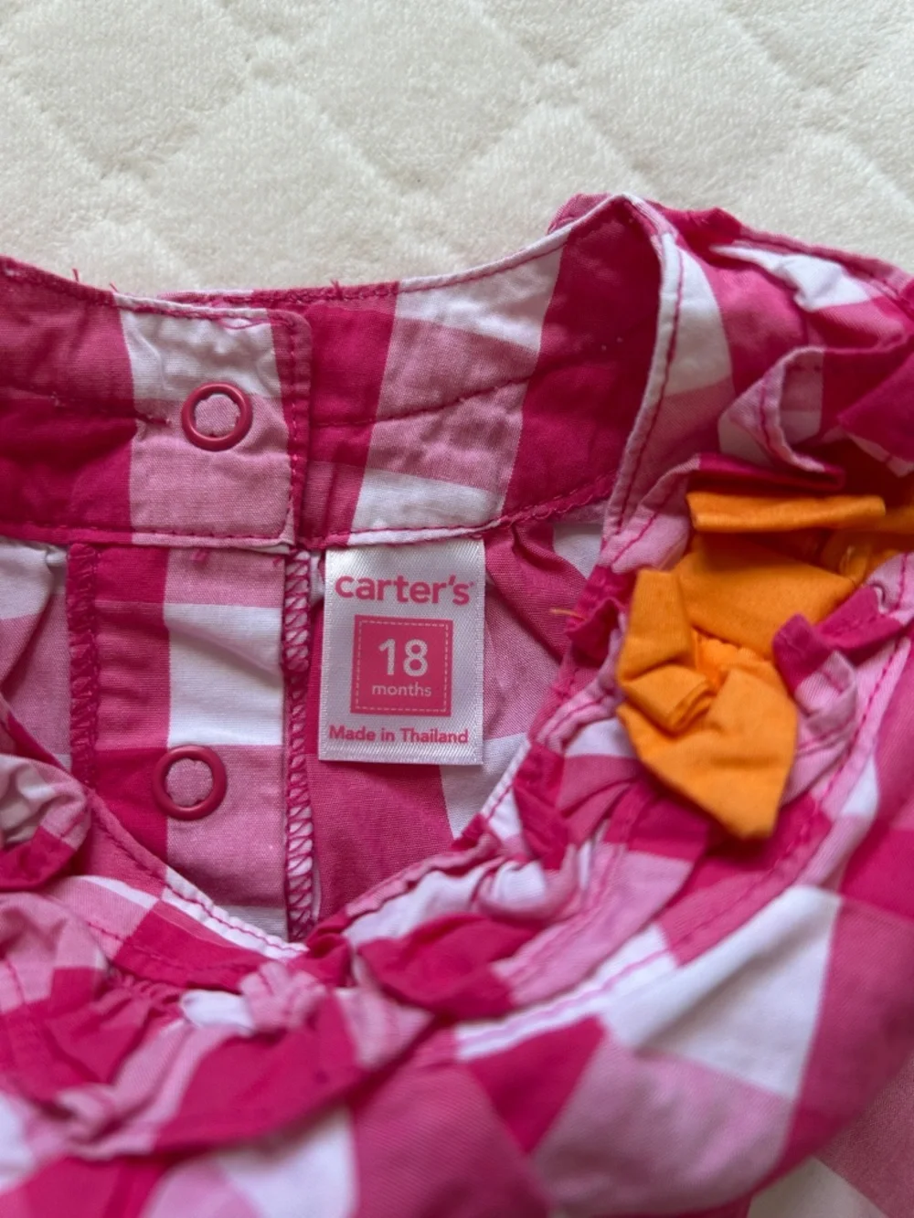Carter's | Pink Orange Girl Romper | 18m - Picture 3 of 4